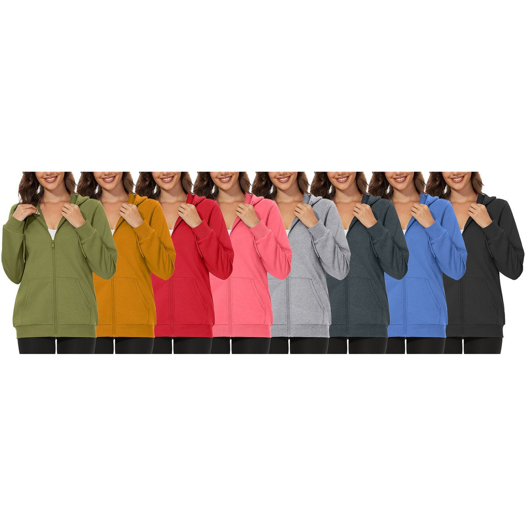 Womens Winter Fleece Lined Hoodie Full Zip Up 2-Pack Soft Blend Comfort Image 2