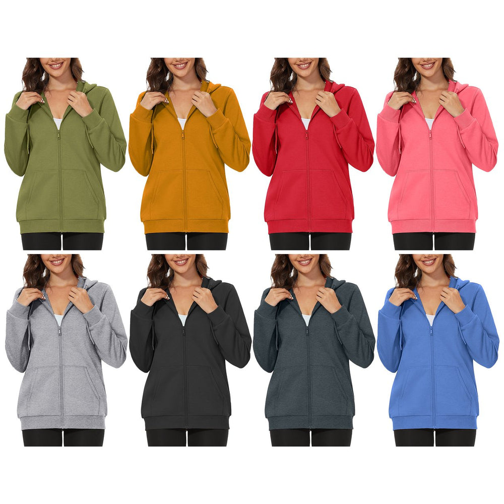 Womens Fleece Lined Full Zip Up Hoodies 2-Pack Winter Warm Soft Blend Size M Image 2