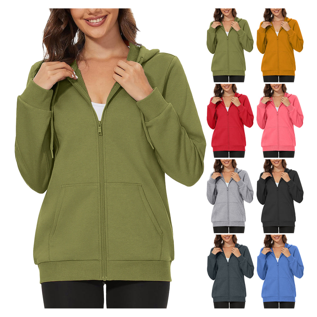 Womens Winter Fleece Lined Hoodie Full Zip Up 2-Pack Soft Blend Comfort Image 3