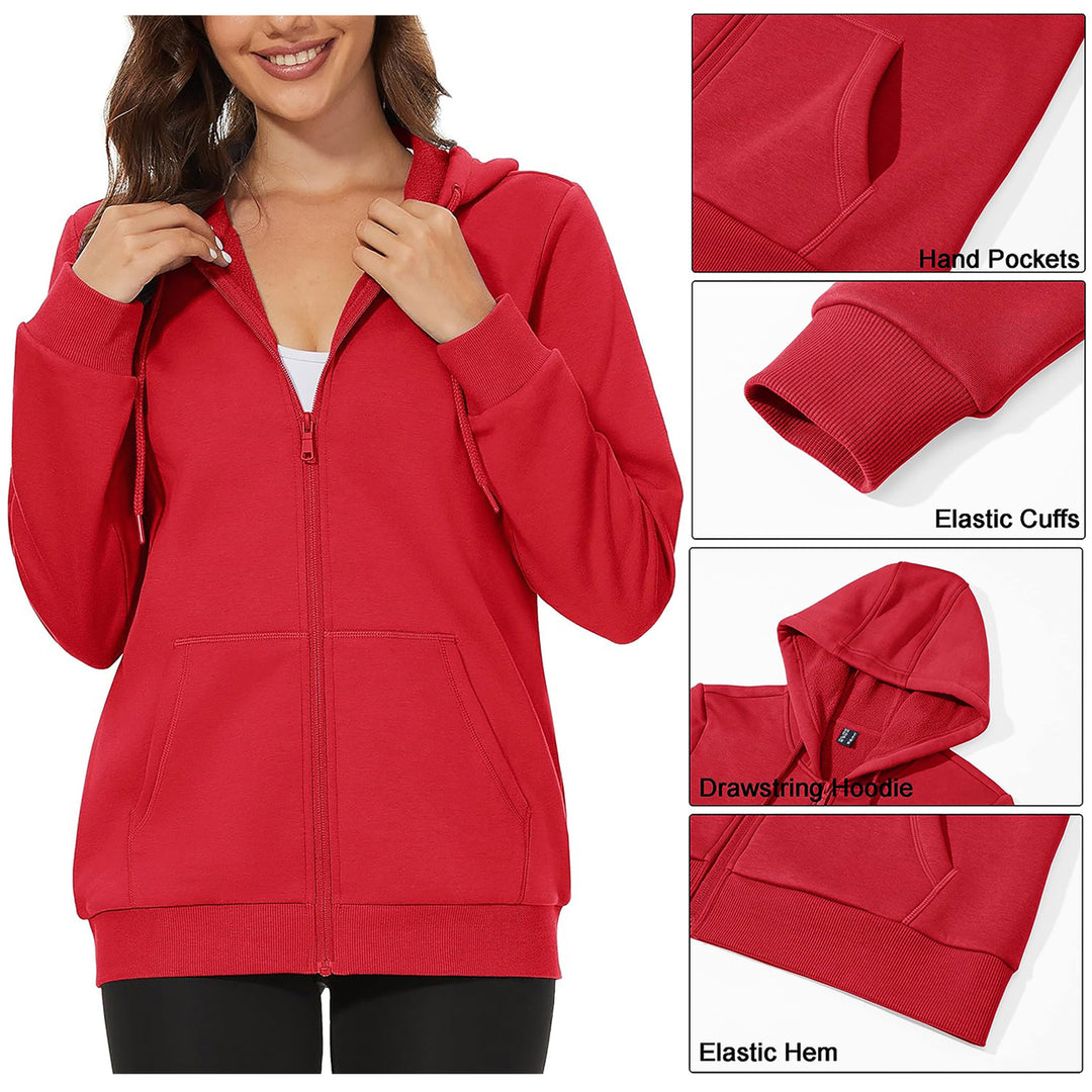 Womens Winter Fleece Lined Hoodie Full Zip Up 2-Pack Soft Blend Comfort Image 4