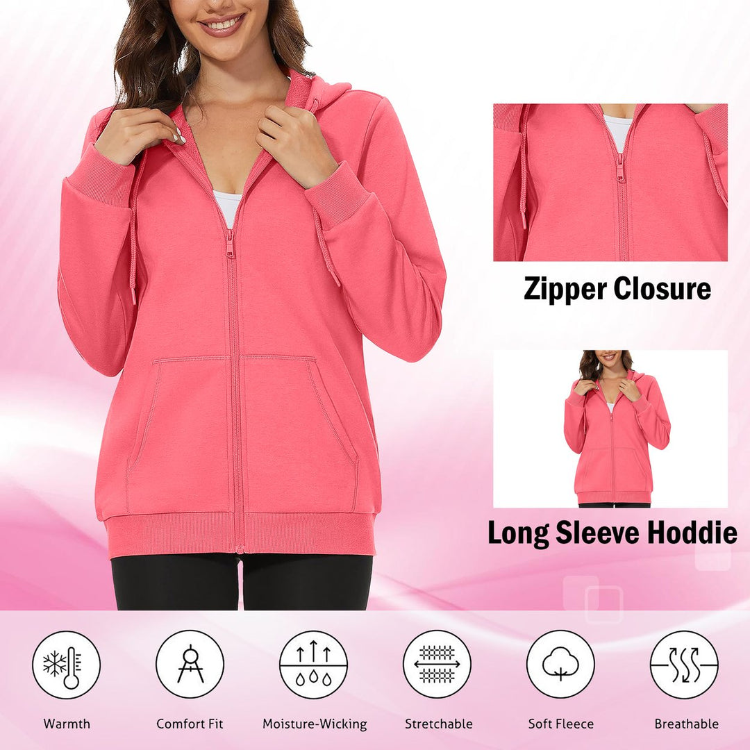 Womens Fleece Lined Full Zip Up Hoodies 2-Pack Winter Warm Soft Blend Size M Image 4