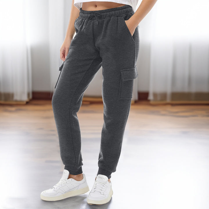 Womens Cargo Joggers Fleece Lined Ultra-Soft Casual Winter Pants Sizes S-XL Image 9