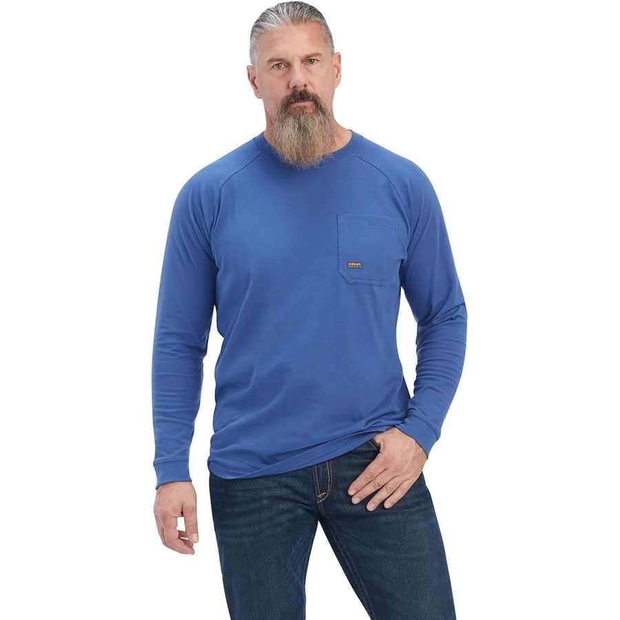 ARIAT Mens Rebar Cotton Strong Roughneck Graphic T-ShirtTrue Blue/AlloyMedium Medium ALY Image 1