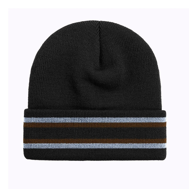 2-Pack: Mens Winter Warm Cozy Knit Cuffed Striped Beanie Hat with Faux faux Lining Image 6