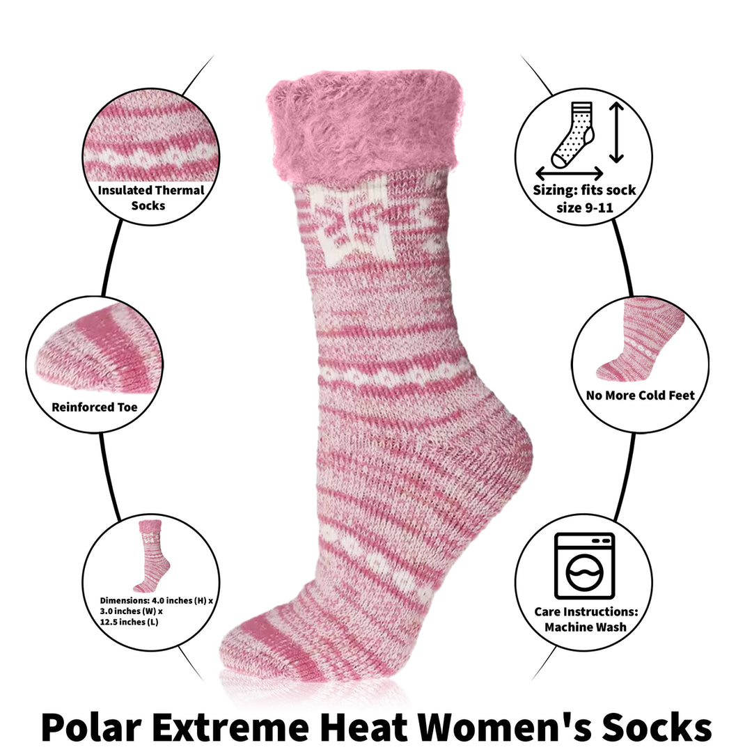 Womens Polar Extreme Thermal Crew Socks 2 Pairs Insulated Ultra Soft Size 9-11 Image 4