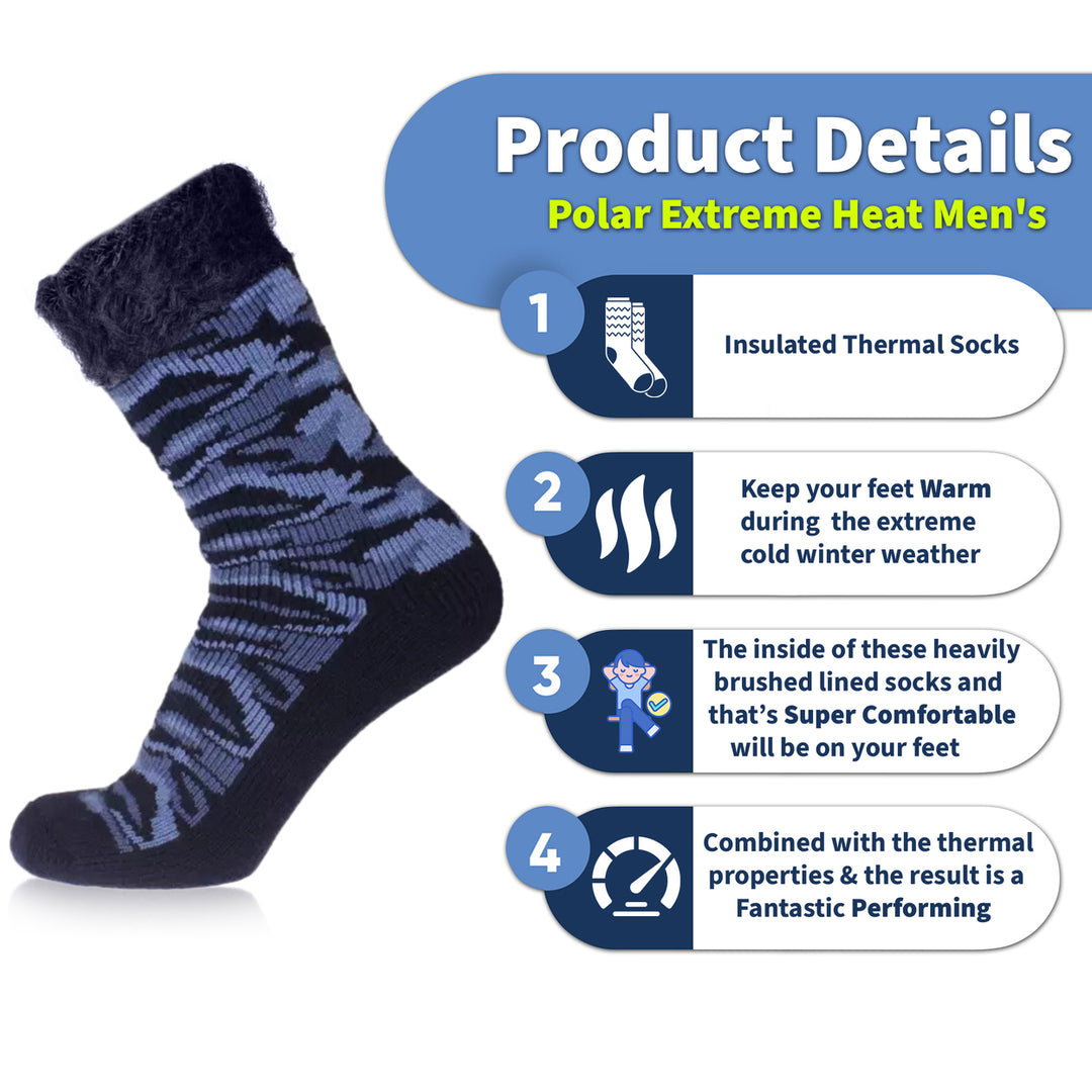 Mens Polar Extreme Thermal Crew Socks Ultra-Soft Insulated Winter Warm 9-11 Image 4