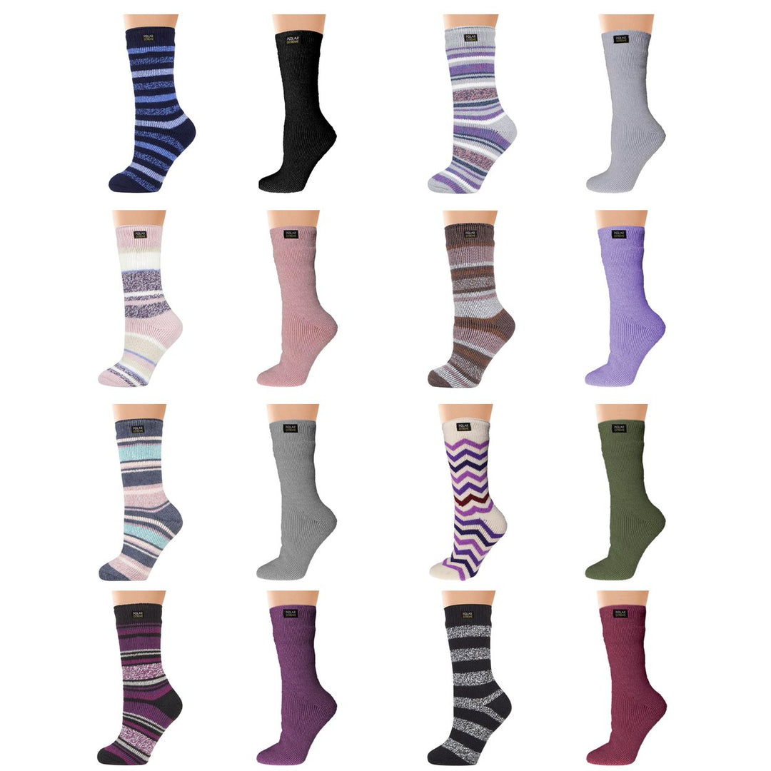 Womens Polar Extreme Thermal Crew Socks Ultra-Soft Insulated Size 9-11 Random Color Image 1