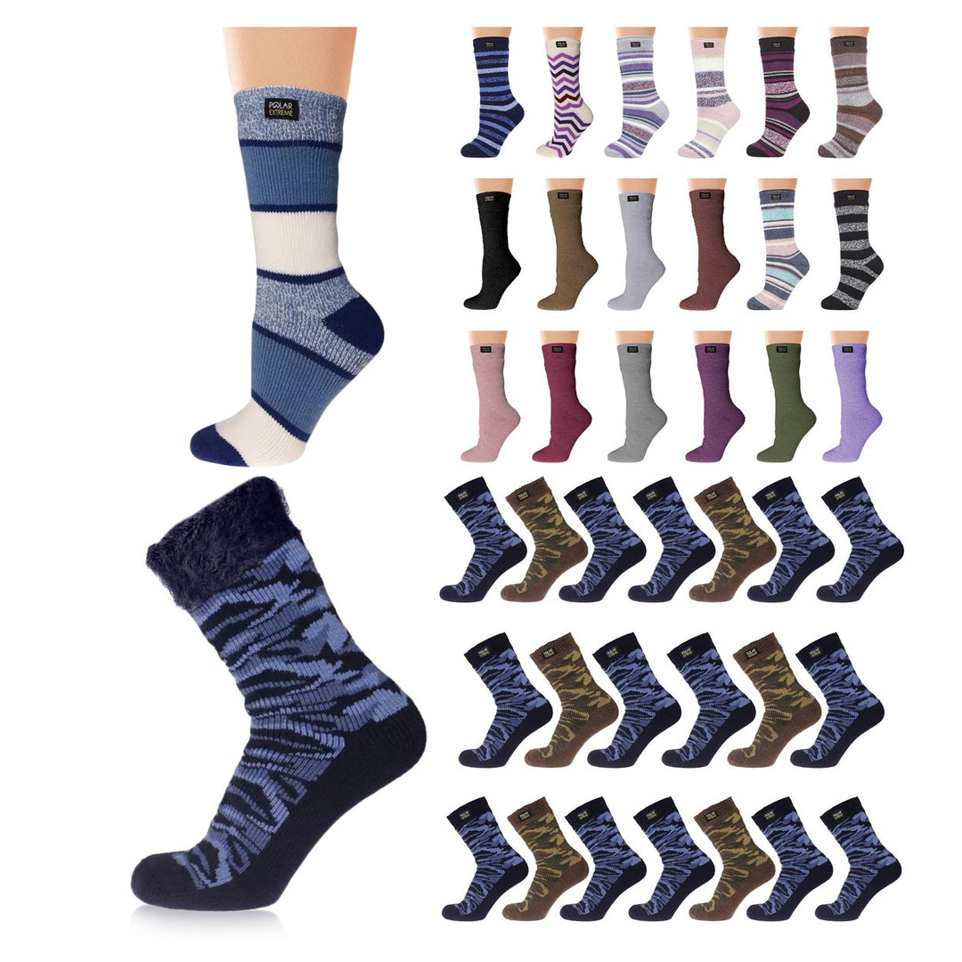 Mens Womens Polar Extreme Thermal Crew Socks 2-Pairs Insulated Cozy Warm Image 2