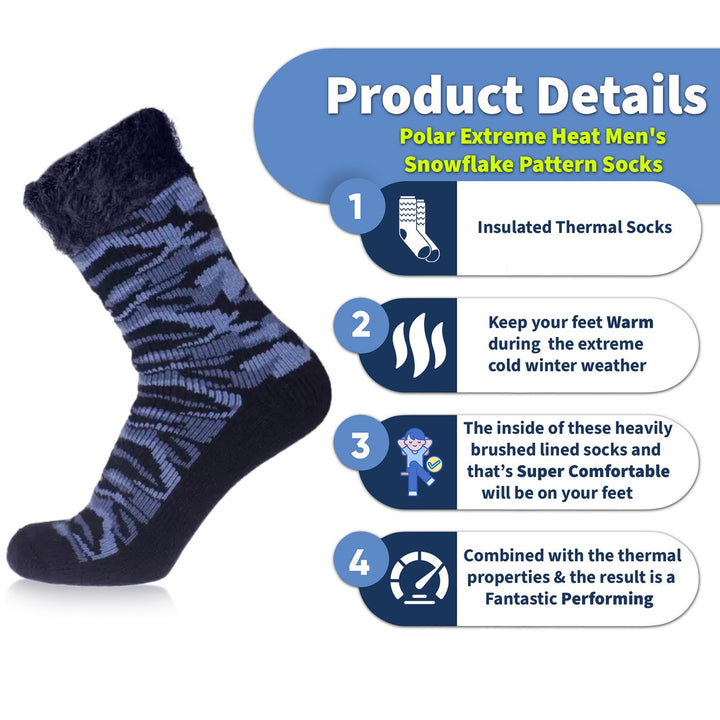 Mens Womens Polar Extreme Thermal Crew Socks 2-Pairs Insulated Cozy Warm Image 6