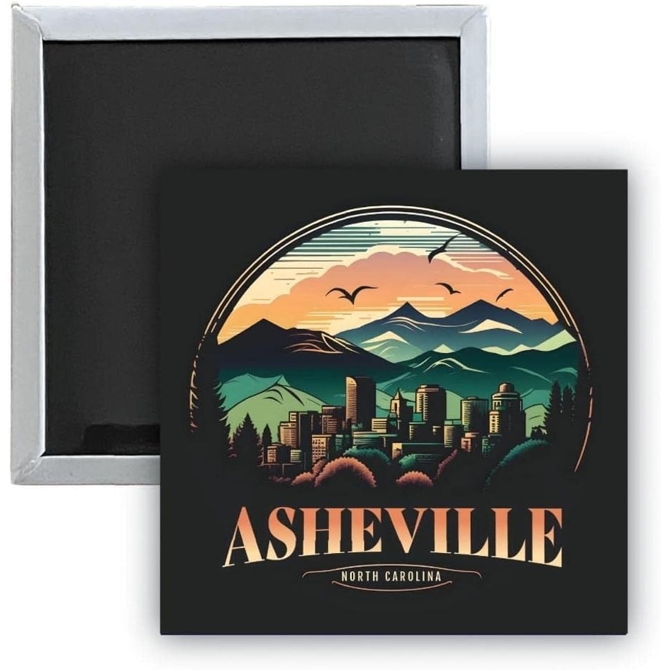 Asheville North Carolina Souvenir 2.5 x 2.5-Inch Durable and Vibrant Decor Fridge Magnet Image 1