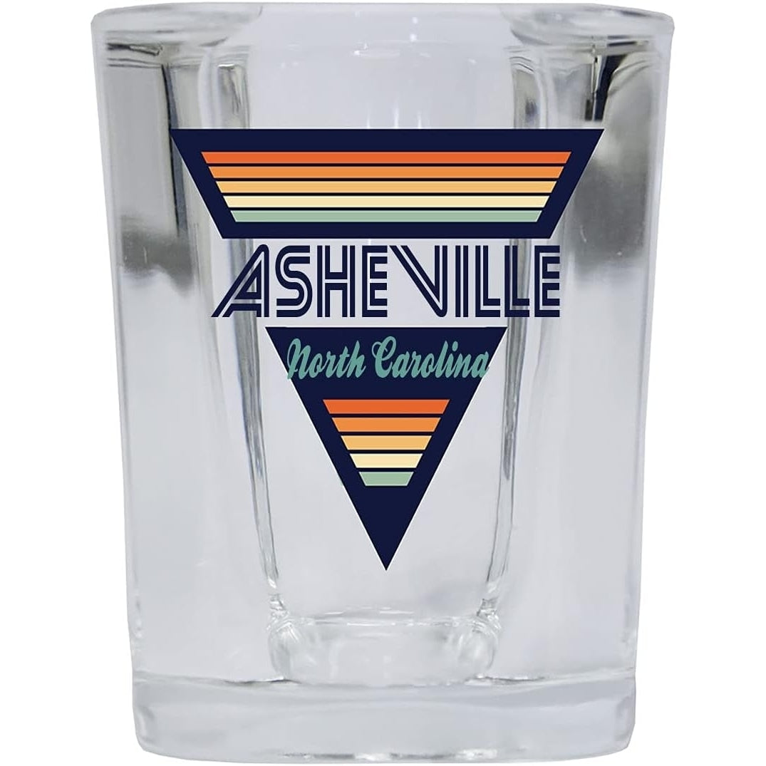 Asheville North Carolina 2 oz Square Base Liquor Shot Glass Retro Design Image 1