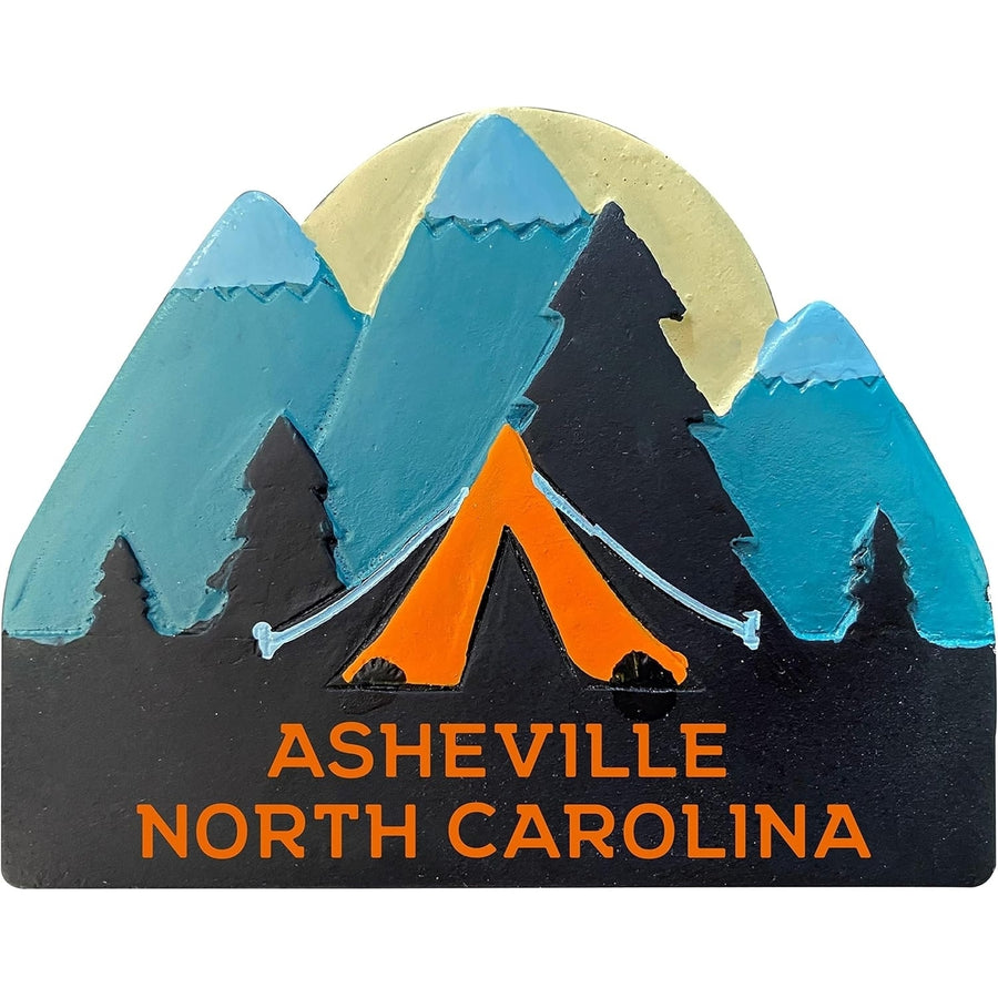 Asheville North Carolina Hand Painted Resin Refrigerator Magnet 3-Inch Approximately Tent Design. Image 1