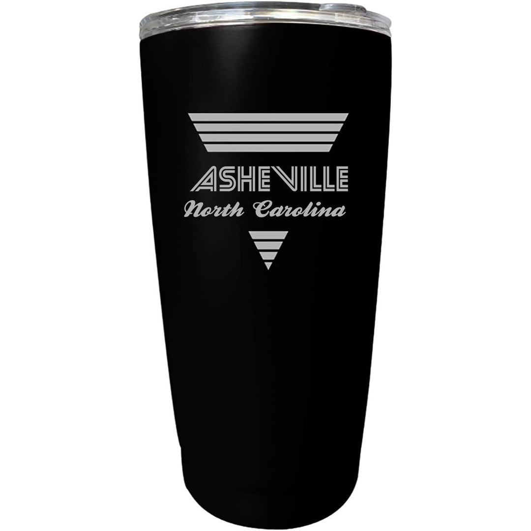 Asheville North Carolina Souvenir 16 oz Black Stainless Steel Tumbler Retro Design Image 1