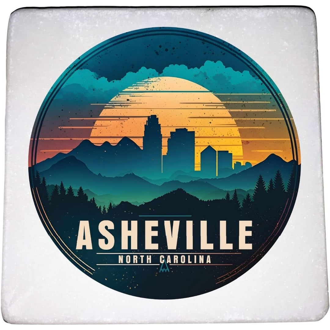 Asheville North Carolina Souvenir 4x4-Inch Coaster Marble 4 Pack Image 1