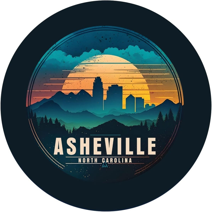 Asheville North Carolina Souvenir Memories 4-Inch Round Durable Vinyl Sticker Image 1