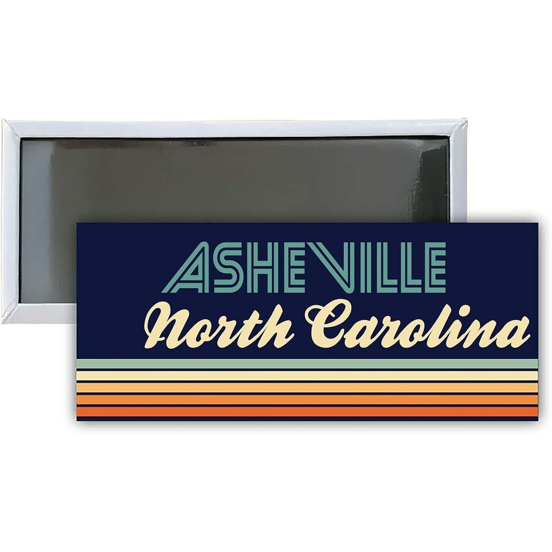 Asheville North Carolina Souvenir 4.75x2-Inch Rectangle Fridge Magnet Retro Design Image 1