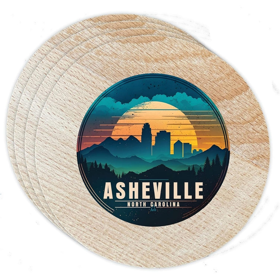 Asheville North Carolina Souvenir Coaster Wooden 3.5 x 3.5-Inch 4 Pack Image 1