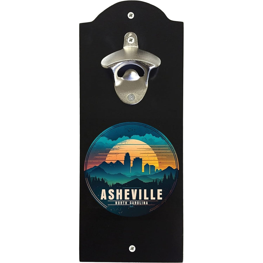 Asheville North Carolina Souvenir Wall Mounted Bottle Opener Black Image 1