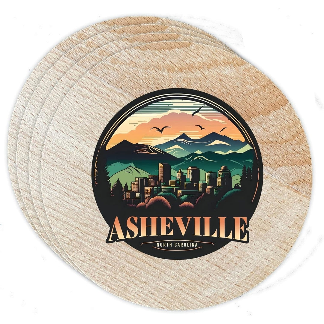 Asheville North Carolina Souvenir Coaster Wooden 3.5 x 3.5-Inch 4 Pack Image 2