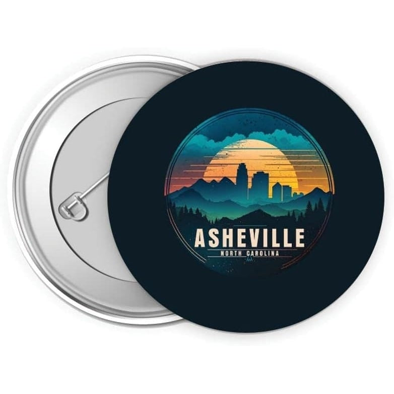 Asheville North Carolina Souvenir Small 2-Inch Button Pin 4 Pack Image 1