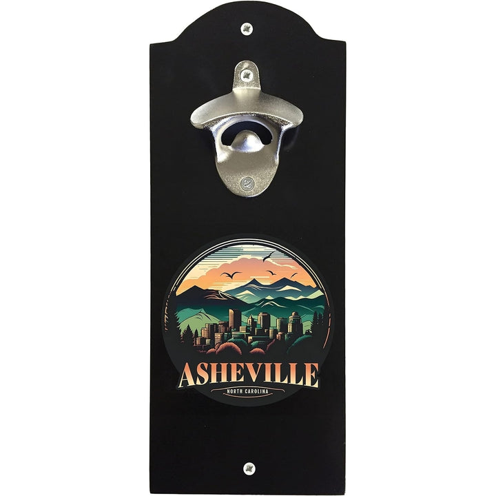 Asheville North Carolina Souvenir Wall Mounted Bottle Opener Black Image 2