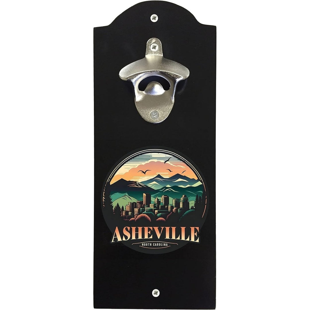 Asheville North Carolina Souvenir Wall Mounted Bottle Opener Black Image 1