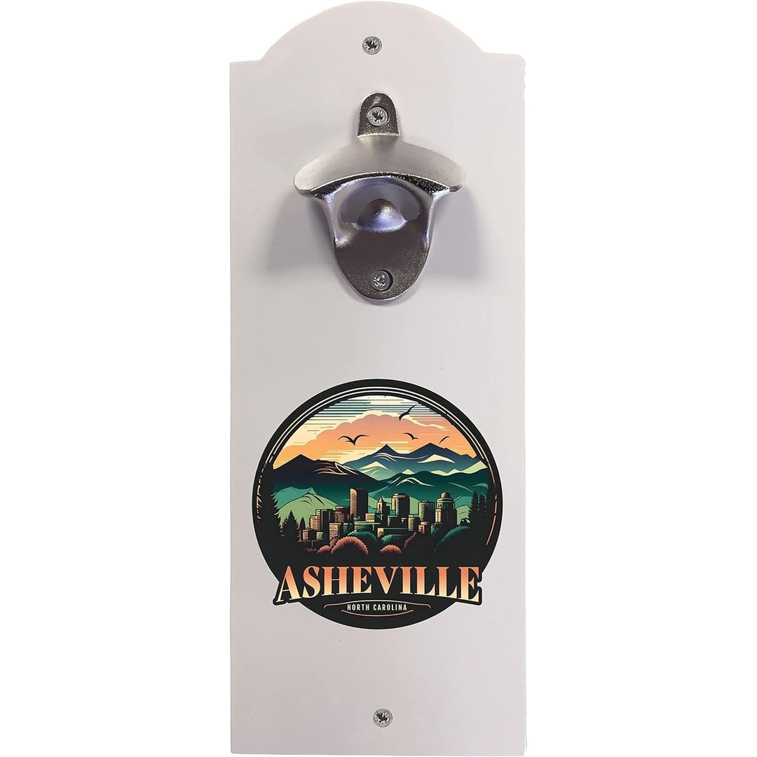 Asheville North Carolina Souvenir Wall Mounted Bottle Opener White Image 2