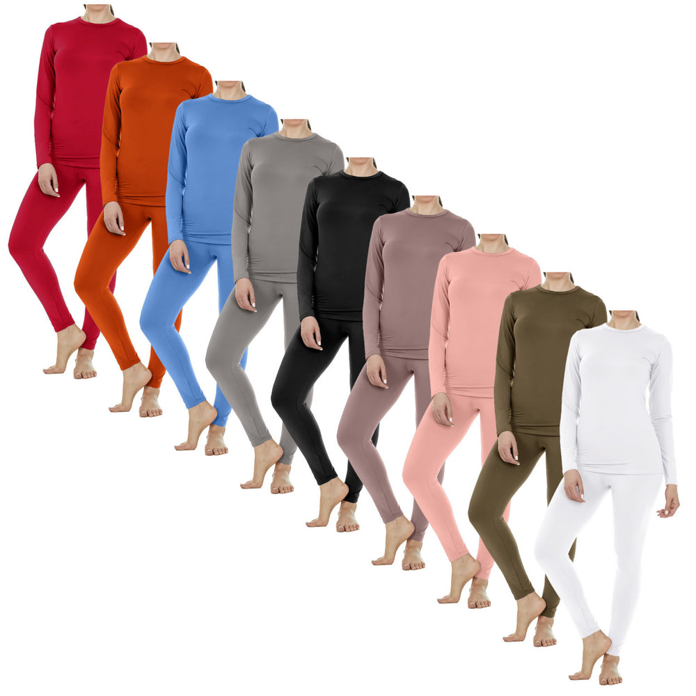3-Sets: Womens Fleece Lined Winter Warm Soft Thermal Sets for Cold Weather Image 2