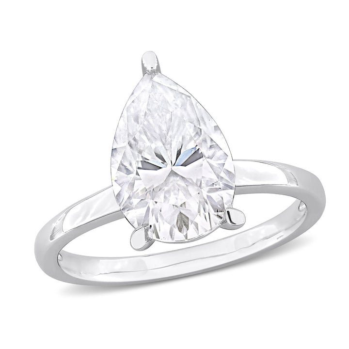 3.00 Carat (ctw) Lab-Created Pear-Cut Moissanite Engagement Ring in Sterling Silver Image 1