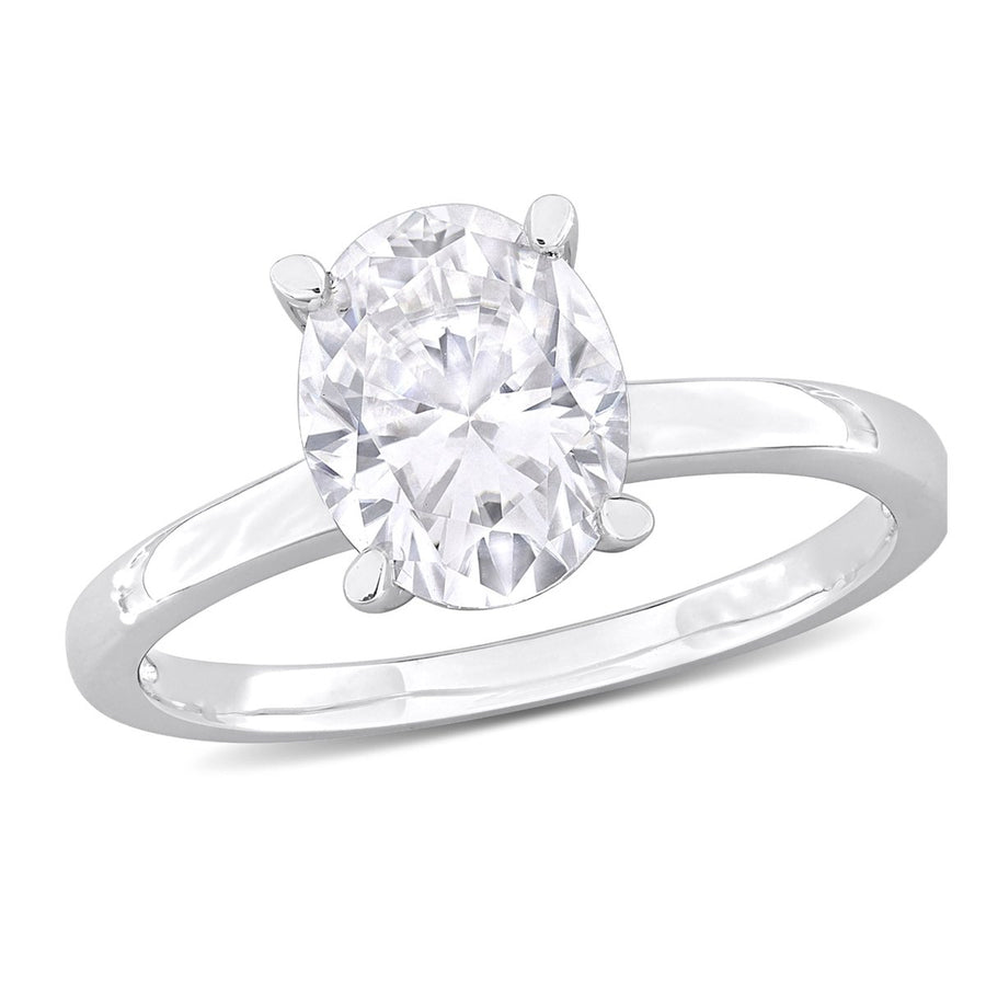 2.00 Carat (ctw) Lab-Created Oval Solitaire Moissanite Engagement Ring in Sterling Silver Image 1