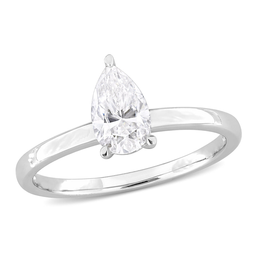 1.00 Carat (ctw) Lab-Created Pear-Cut Moissanite Engagement Ring in Sterling Silver Image 1