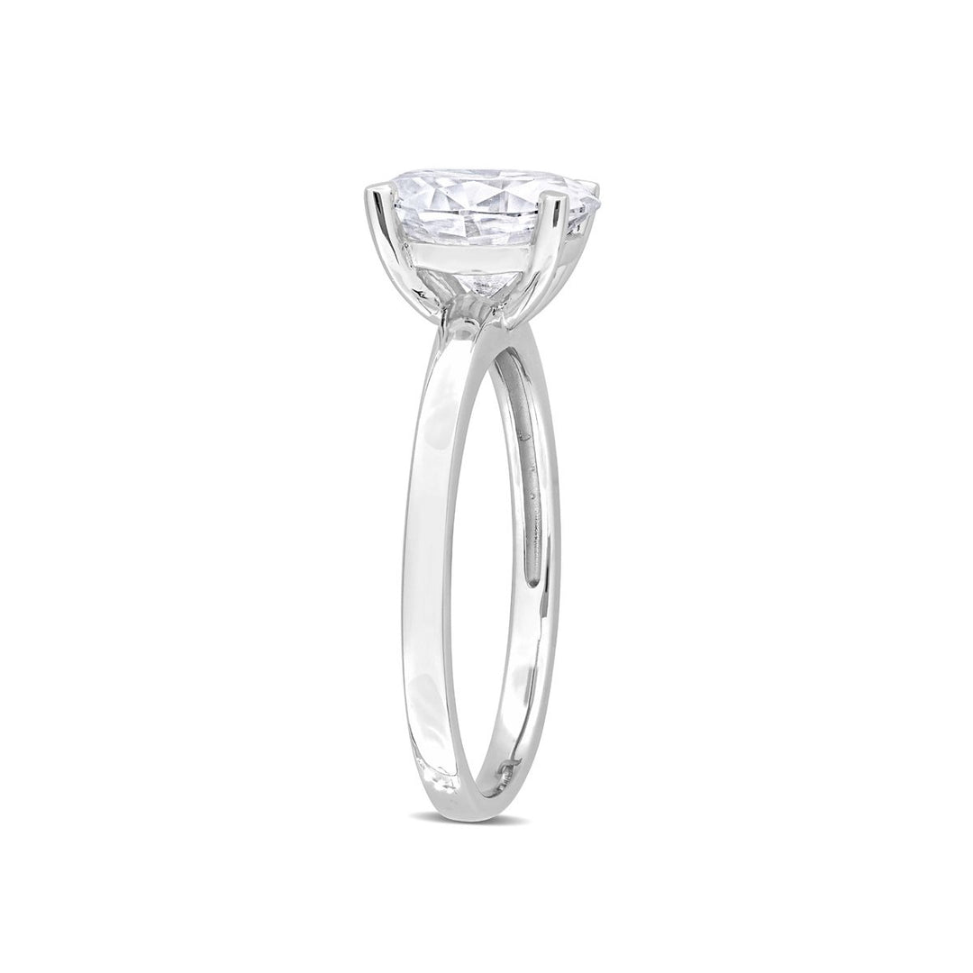 2.00 Carat (ctw) Lab-Created Oval Solitaire Moissanite Engagement Ring in Sterling Silver Image 3