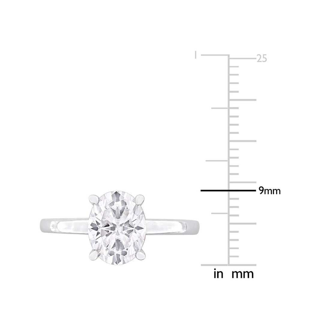 2.00 Carat (ctw) Lab-Created Oval Solitaire Moissanite Engagement Ring in Sterling Silver Image 4