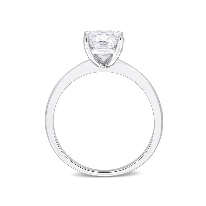 2.00 Carat (ctw) Lab-Created Oval Solitaire Moissanite Engagement Ring in Sterling Silver Image 4