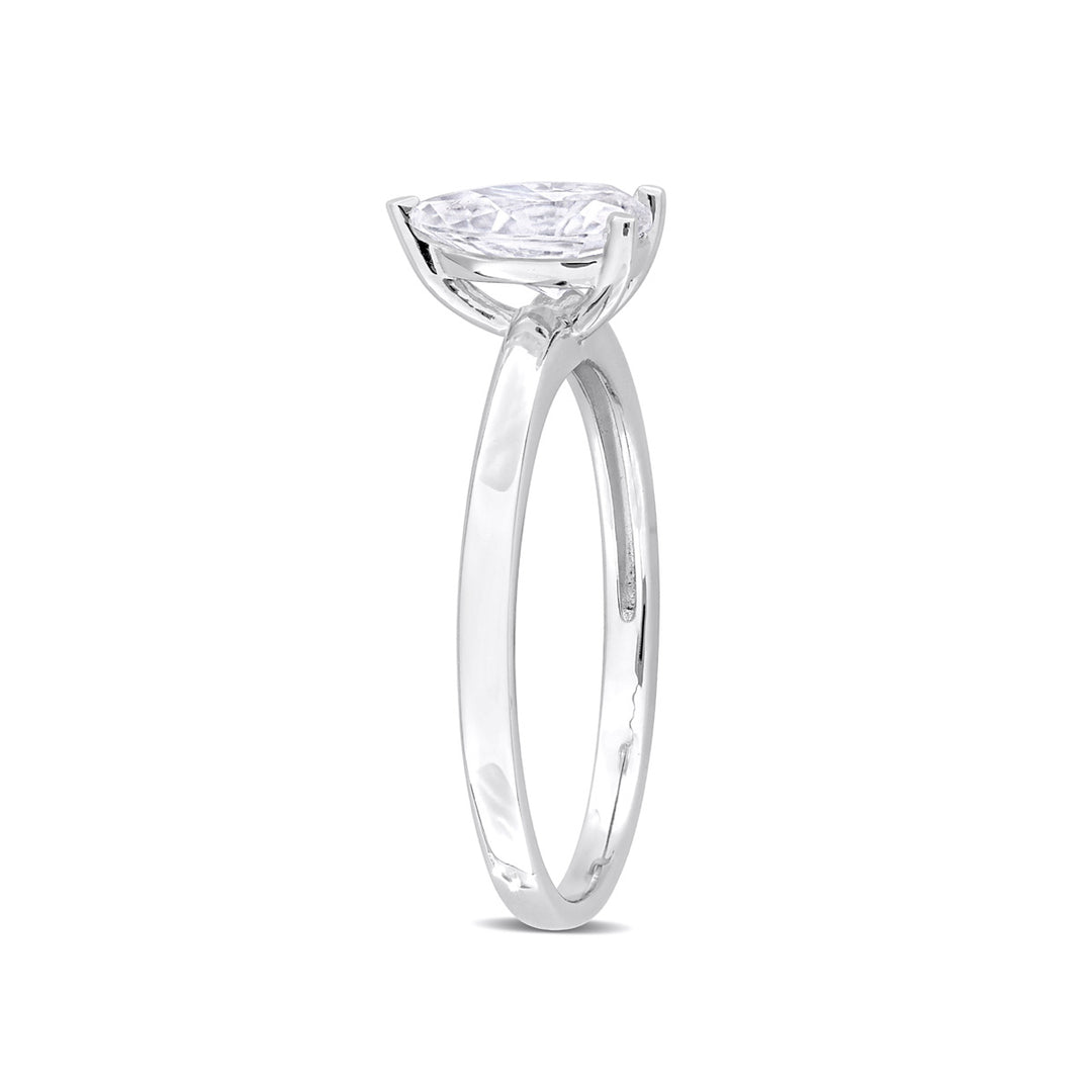 1.00 Carat (ctw) Lab-Created Pear-Cut Moissanite Engagement Ring in Sterling Silver Image 3