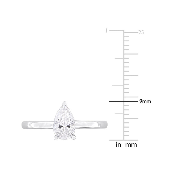 1.00 Carat (ctw) Lab-Created Pear-Cut Moissanite Engagement Ring in Sterling Silver Image 4