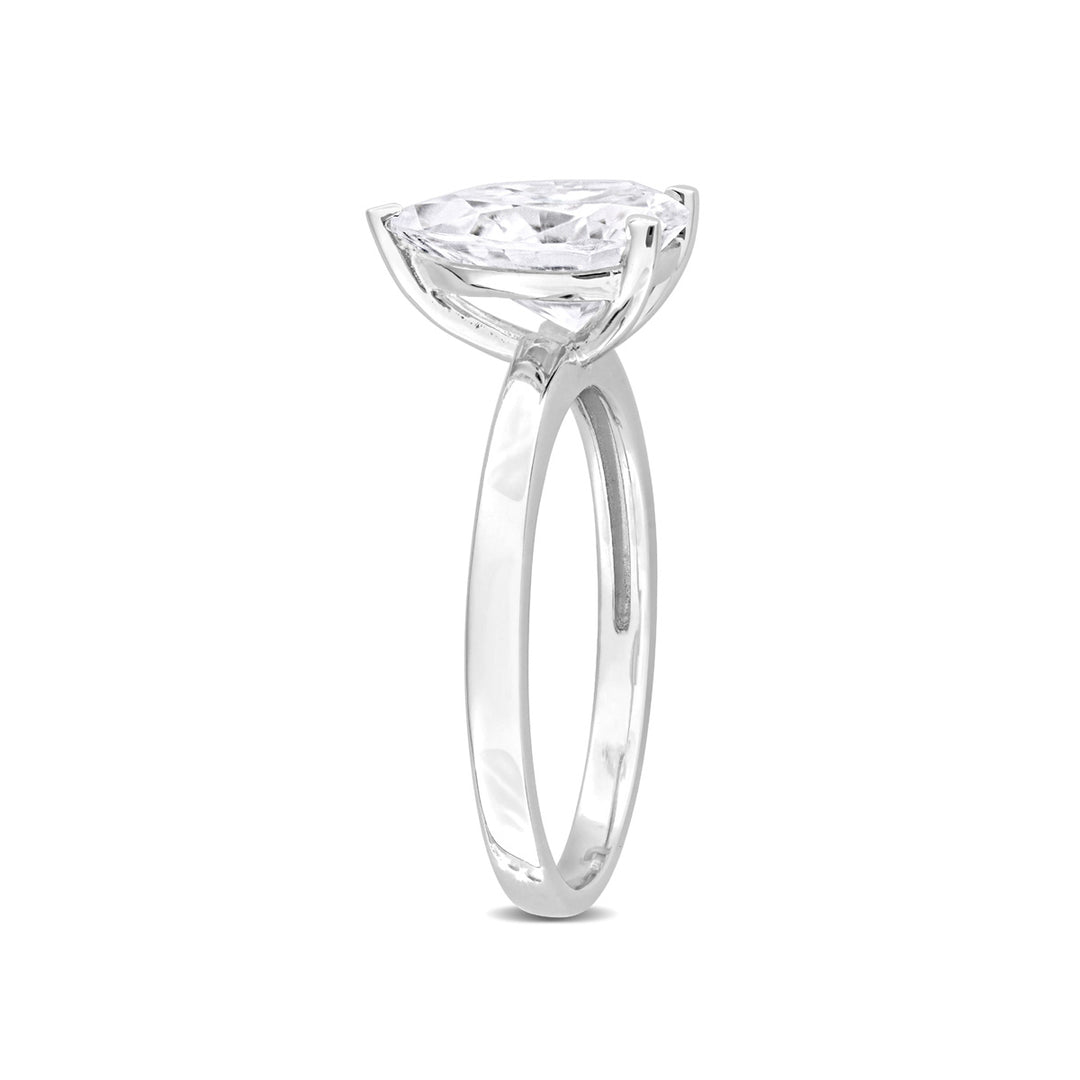 2.00 Carat (ctw) Lab-Created Pear-Cut Moissanite Engagement Ring in Sterling Silver Image 4