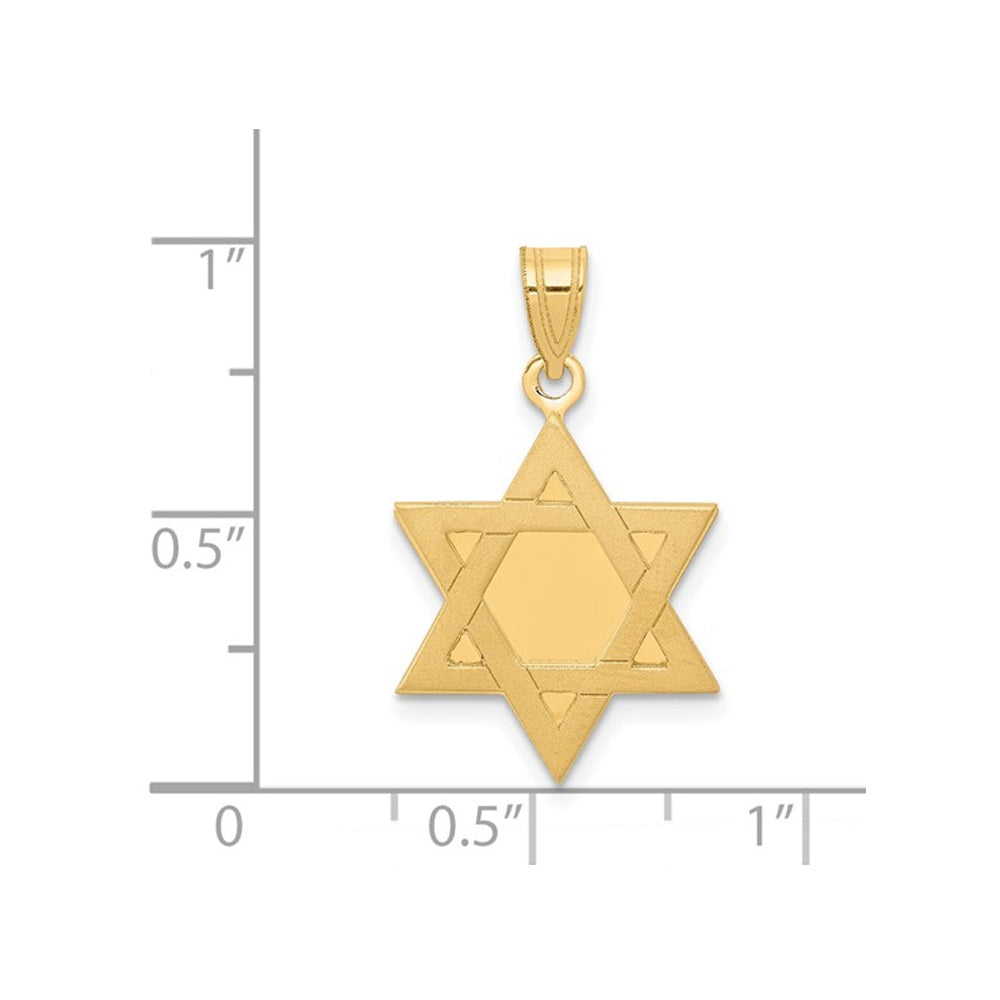 14K Yellow Gold Star of David Pendant Necklace (NO CHAIN) Image 2