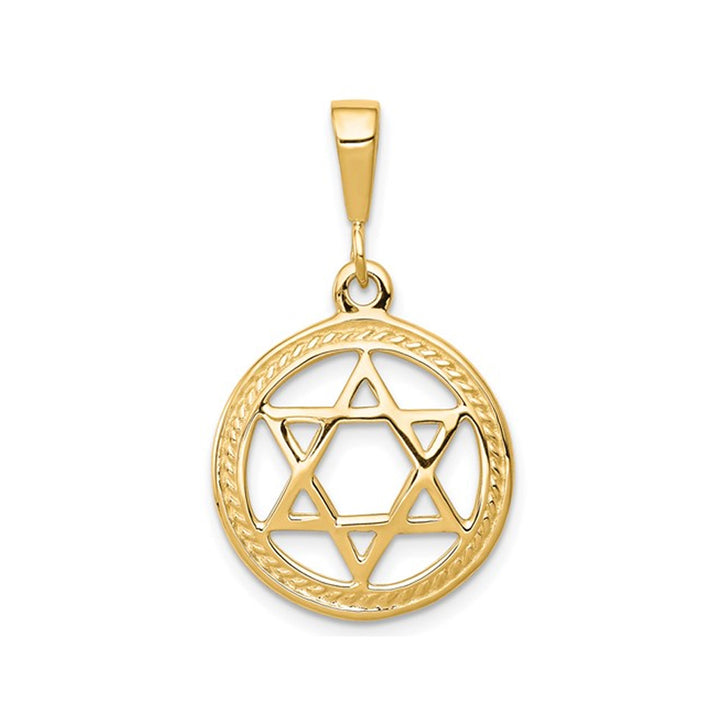 10K Yellow Gold Star of David Disc Charm Pendant (NO CHAIN) Image 1