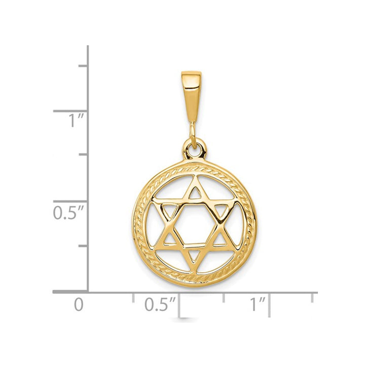 10K Yellow Gold Star of David Disc Charm Pendant (NO CHAIN) Image 3