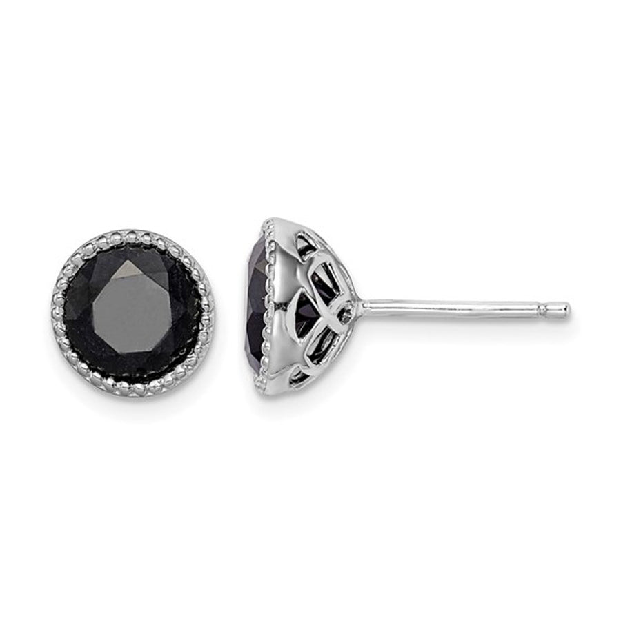 4.00 Carat (ctw) Natural Black Sapphire Earrings in Sterling Silver Image 1