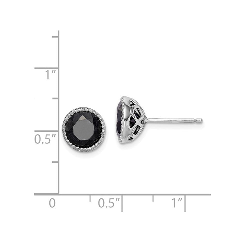 4.00 Carat (ctw) Natural Black Sapphire Earrings in Sterling Silver Image 3