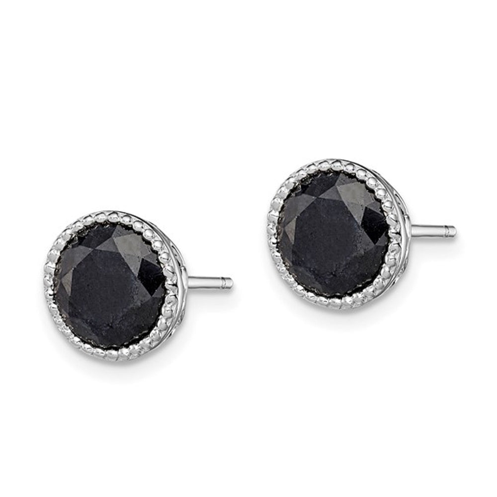 4.00 Carat (ctw) Natural Black Sapphire Earrings in Sterling Silver Image 4