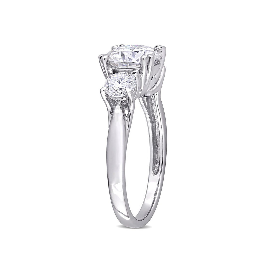 2.59 Carat (ctw) Lab-Created Three-Stone Round Moissanite Engagement Ring in 10K White Gold Image 2