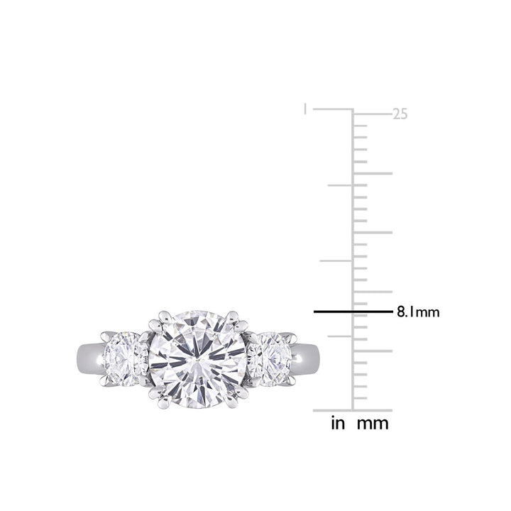 2.59 Carat (ctw) Lab-Created Three-Stone Round Moissanite Engagement Ring in 10K White Gold Image 3