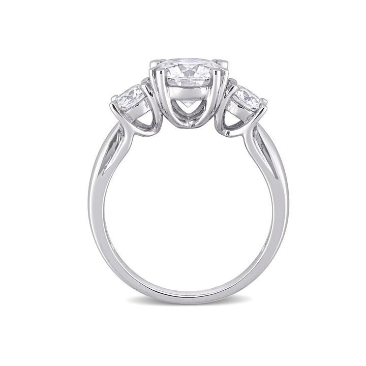 2.59 Carat (ctw) Lab-Created Three-Stone Round Moissanite Engagement Ring in 10K White Gold Image 4