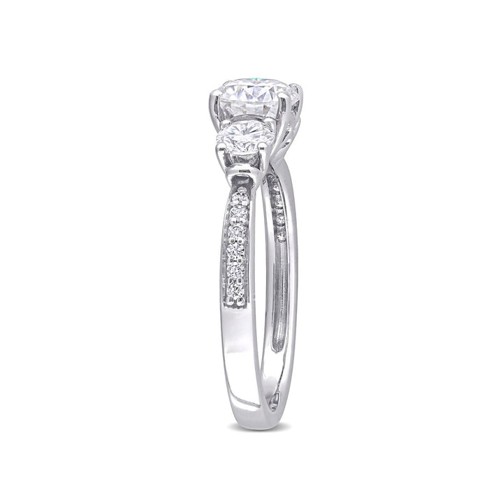 1.30 Carat (ctw) Lab-Created Three-Stone Moissanite Engagement Ring in 10K White Gold Image 3