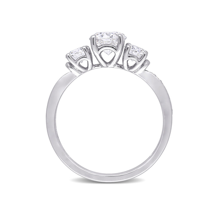 1.30 Carat (ctw) Lab-Created Three-Stone Moissanite Engagement Ring in 10K White Gold Image 4