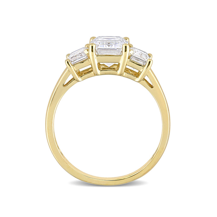 2.70 Carat (ctw) Lab-Created Three-Stone Octagon Moissanite Engagement Ring in 10K Yellow Gold Image 4