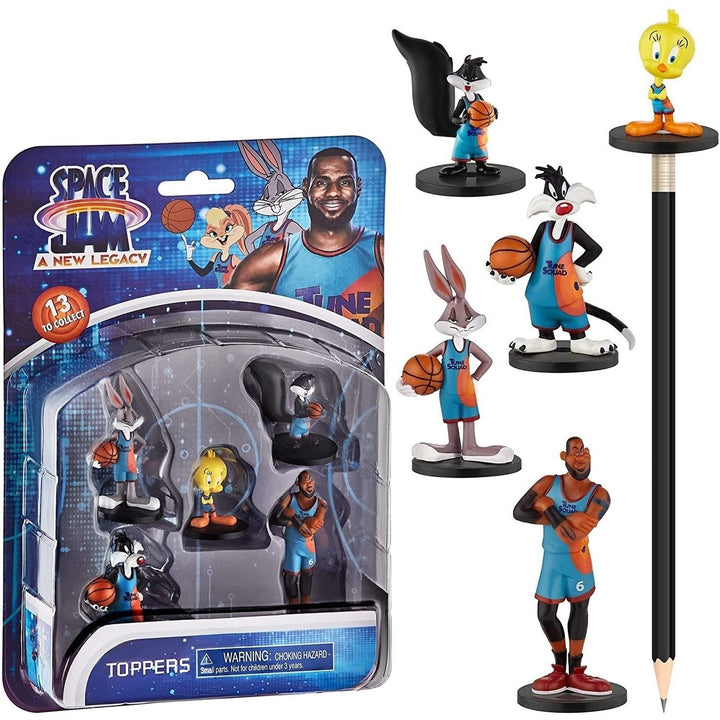 Space Jam 5 Pack Pencil Toppers Tweety Sylvester LeBron Bugs Bunny PMI International Image 1